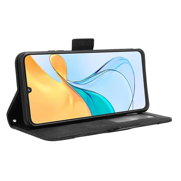For ZTE Blade V50 Vita Phone Case Multiple Card Slots PU Leather Cover Wallet - Black