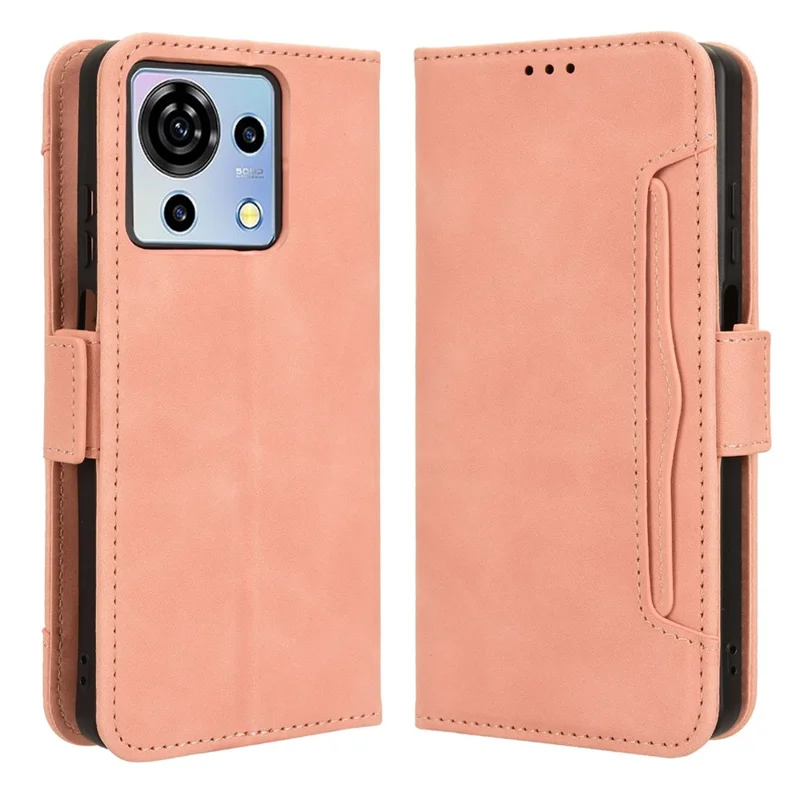 For ZTE Blade V50 Vita Phone Case Multiple Card Slots PU Leather Cover Wallet - Pink