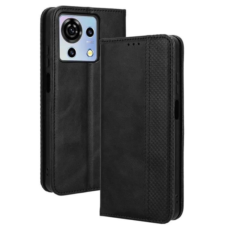 Für ZTE Blade V50 Vita Wallet Case Retro Leather Phone Cover Magnetische Schließung - Schwarz