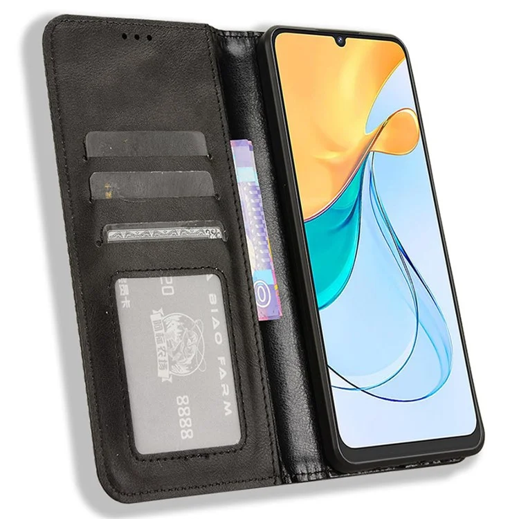 Für ZTE Blade V50 Vita Wallet Case Retro Leather Phone Cover Magnetische Schließung - Schwarz