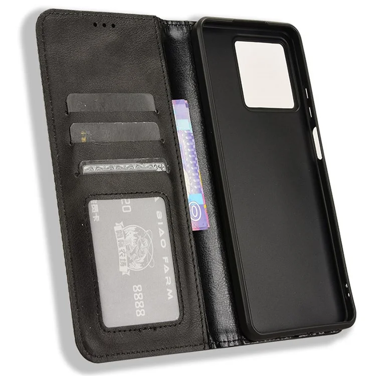 Für ZTE Blade V50 Vita Wallet Case Retro Leather Phone Cover Magnetische Schließung - Schwarz