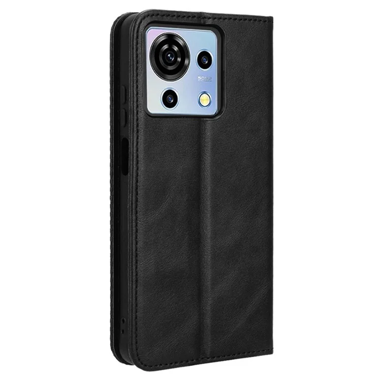 Für ZTE Blade V50 Vita Wallet Case Retro Leather Phone Cover Magnetische Schließung - Schwarz