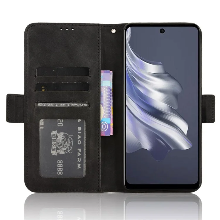 For TECNO Spark 20 Pro KJ6 Wallet Leather Case Phone Stand Cover - Black