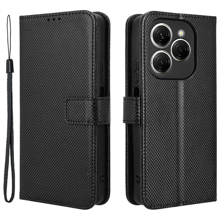 For TECNO Spark 20 Pro / KJ6 Phone Case Slim-Fit PU Leather Phone Shell Cover - Black