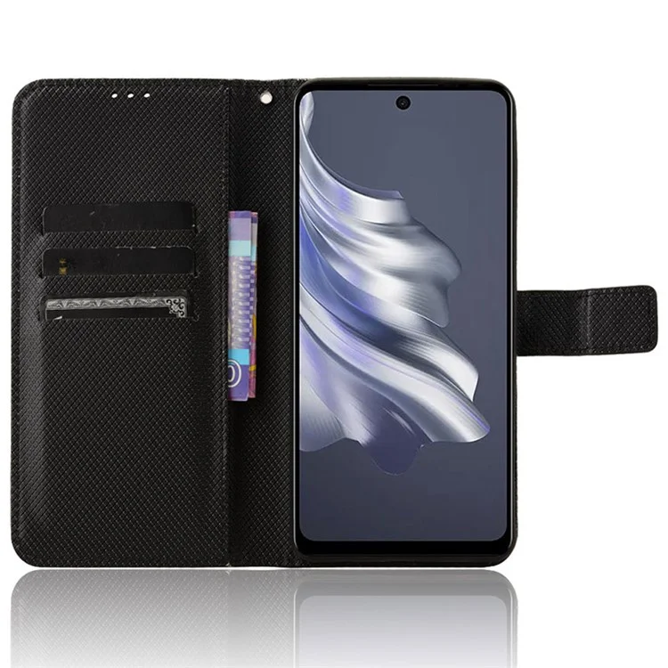 For TECNO Spark 20 Pro / KJ6 Phone Case Slim-Fit PU Leather Phone Shell Cover - Black