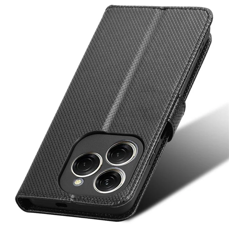 For TECNO Spark 20 Pro / KJ6 Phone Case Slim-Fit PU Leather Phone Shell Cover - Black