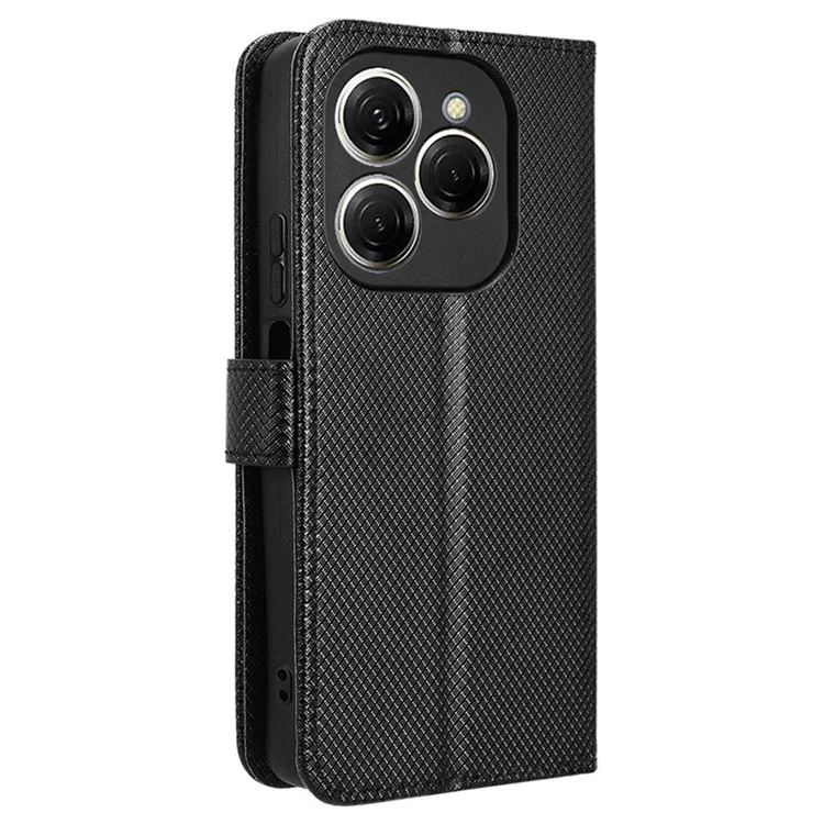 For TECNO Spark 20 Pro / KJ6 Phone Case Slim-Fit PU Leather Phone Shell Cover - Black