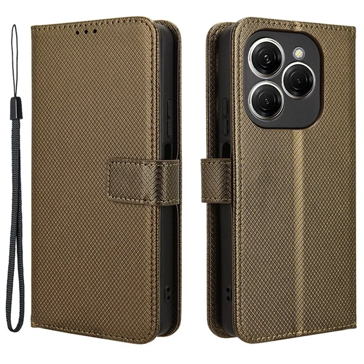 For TECNO Spark 20 Pro / KJ6 Phone Case Slim-Fit PU Leather Phone Shell Cover - Brown