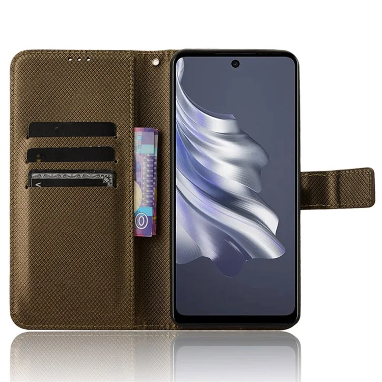 For TECNO Spark 20 Pro / KJ6 Phone Case Slim-Fit PU Leather Phone Shell Cover - Brown