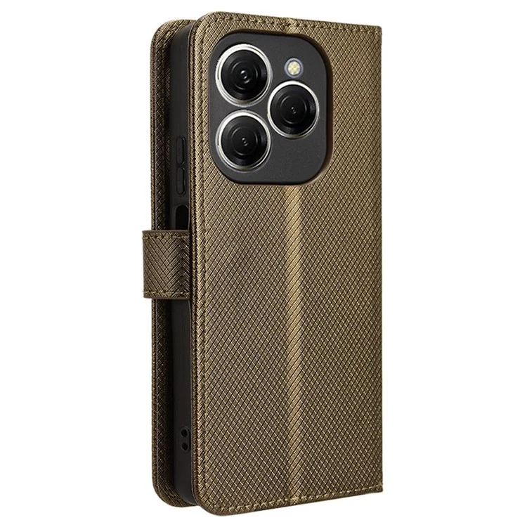 For TECNO Spark 20 Pro / KJ6 Phone Case Slim-Fit PU Leather Phone Shell Cover - Brown