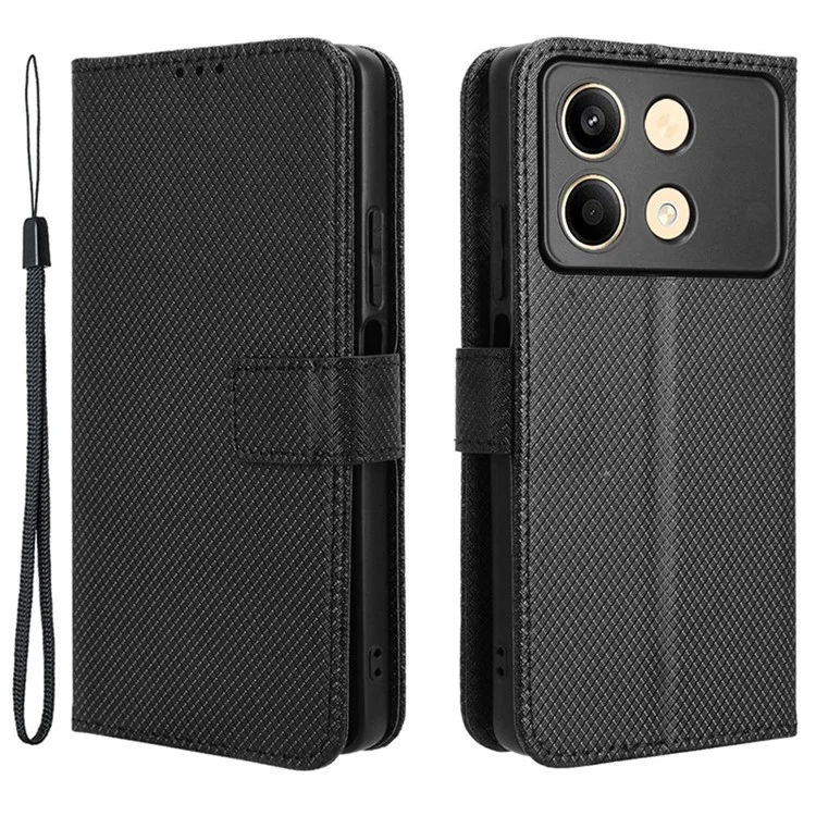 Para Xiaomi Redmi Note 13R Pro 5G / Poco X6 Neo 5G Capa de Telefone de Couro PU à Prova de Choque - Preto
