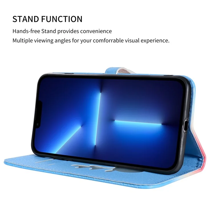 Per iPhone 13 Pro Max Custodia in pelle Texture Gradient Coccodrillo - Blu
