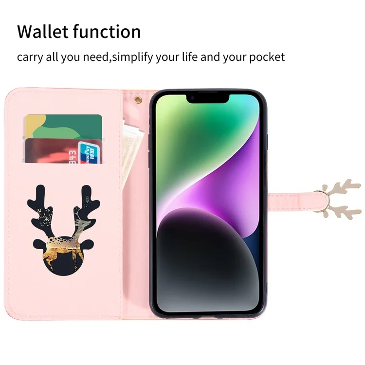 Funda de Cuero con Textura de Cocodrilo y Color Degradado para iPhone 13 - Rojo
