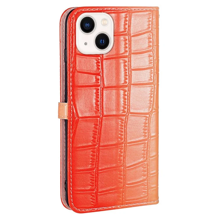 Funda de Cuero con Textura de Cocodrilo y Color Degradado para iPhone 13 - Rojo