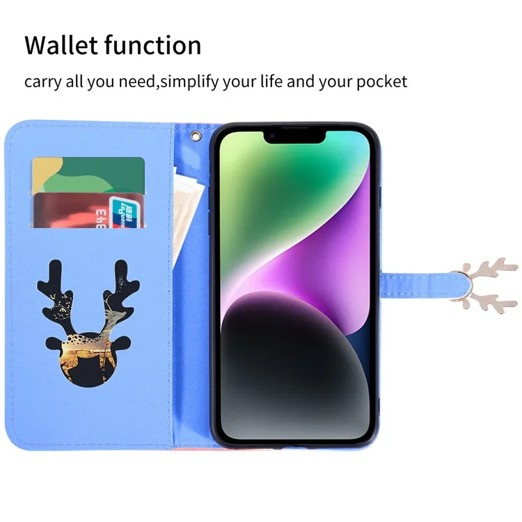 Per iPhone 13 Custodia in pelle con texture coccodrillo e colore sfumato - Blu