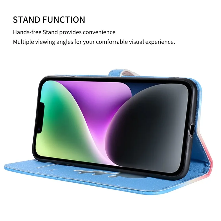 Per iPhone 13 Custodia in pelle con texture coccodrillo e colore sfumato - Blu