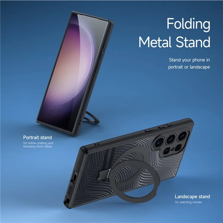 DUX DUCIS Aimo Series for Samsung Galaxy S24 Ultra Magnetic Phone Case Protective Cover Kickstand (REACH Certification) - Black