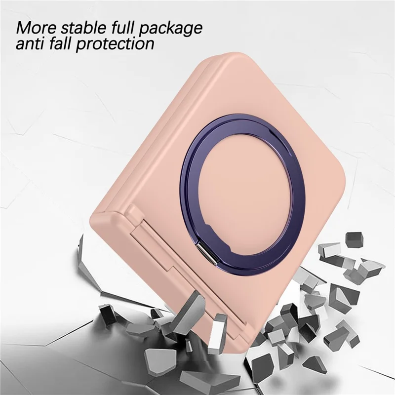 For Samsung Galaxy Z Flip5 5G Rotatable Ring Cover Hard PC Back Magnetic Phone Case - Pink