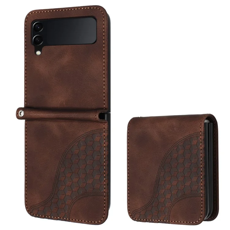 Für Samsung Galaxy Z Flip3 5G Handyhülle YX0060 Elefantenkopfmuster stoßfeste Abdeckung - Kaffee
