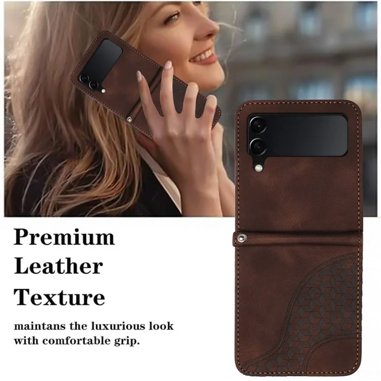 Für Samsung Galaxy Z Flip3 5G Handyhülle YX0060 Elefantenkopfmuster stoßfeste Abdeckung - Kaffee