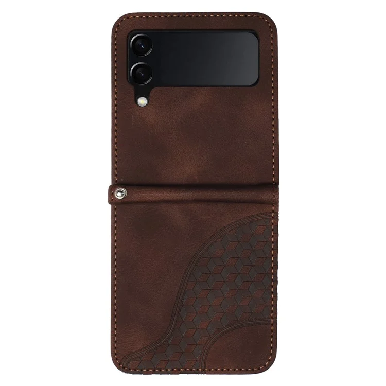 Für Samsung Galaxy Z Flip3 5G Handyhülle YX0060 Elefantenkopfmuster stoßfeste Abdeckung - Kaffee