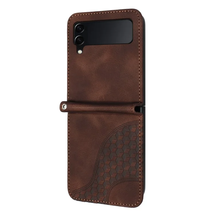 Für Samsung Galaxy Z Flip3 5G Handyhülle YX0060 Elefantenkopfmuster stoßfeste Abdeckung - Kaffee