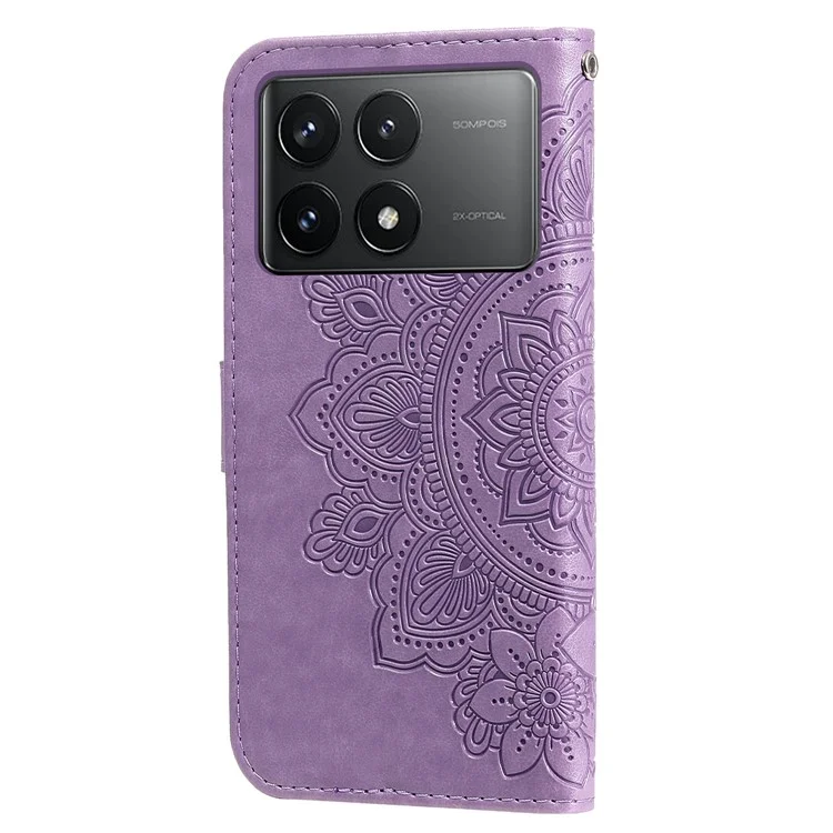 Для Xiaomi Poco F6 Pro 5G / Redmi K70 5G / K70 Pro 5G Флип-крышка с ремешком на запястье Чехол-подставка из искусственной кожи - фиолетовый