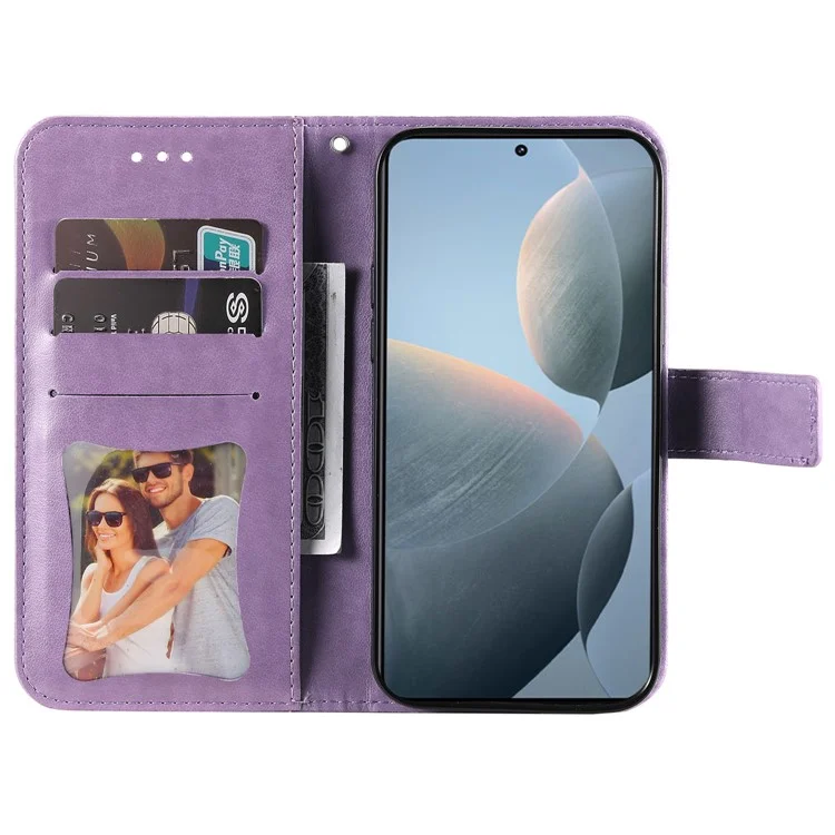 Для Xiaomi Poco F6 Pro 5G / Redmi K70 5G / K70 Pro 5G Флип-крышка с ремешком на запястье Чехол-подставка из искусственной кожи - фиолетовый