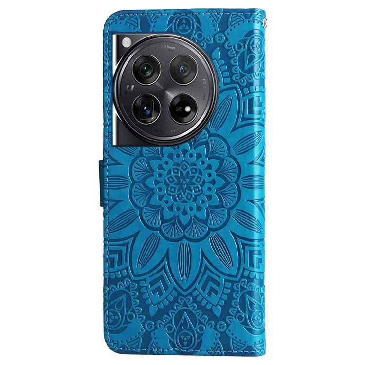 For OnePlus 12 5G PU Leather Phone Case Wallet Phone Stand Cover - Blue
