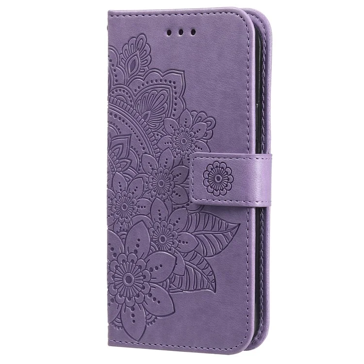 Para Xiaomi Redmi K70E 5G / Poco X6 Pro 5G Capa Flip Cover Flor PU Leather Wrist Strap Phone Shell - Roxo