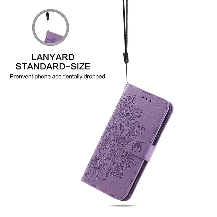 Para Xiaomi Redmi K70E 5G / Poco X6 Pro 5G Capa Flip Cover Flor PU Leather Wrist Strap Phone Shell - Roxo