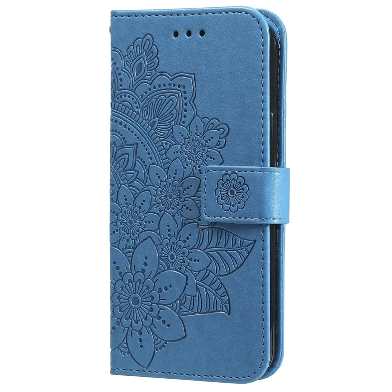 For Xiaomi Redmi K70E 5G / Poco X6 Pro 5G Case Floral Pattern PU Leather Wallet Stand Phone Cover - Blue