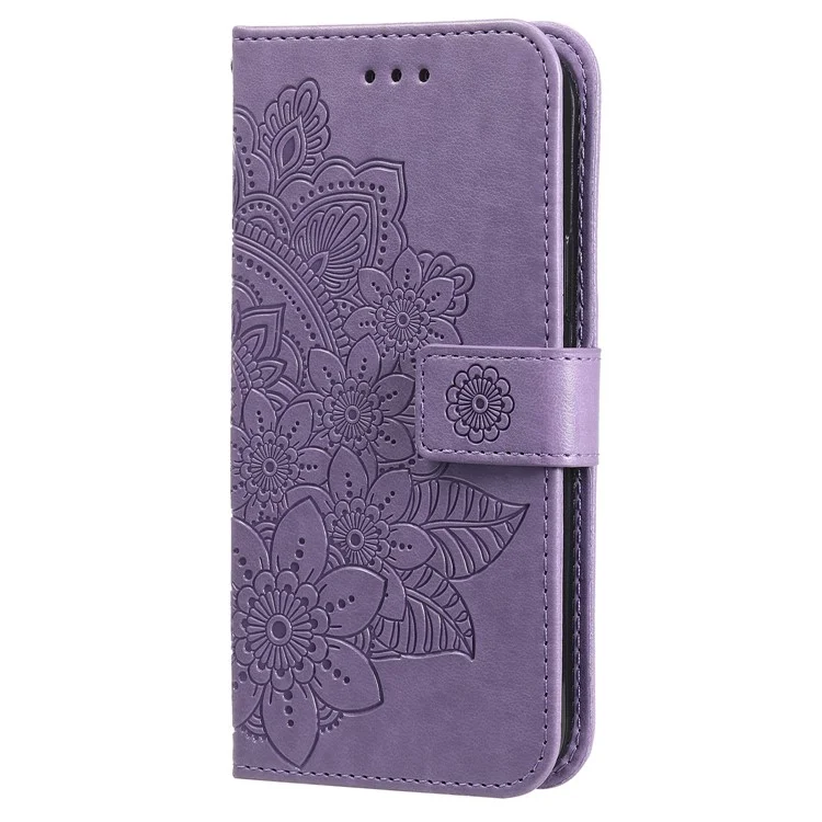 For OnePlus 12 5G Case Floral Pattern PU Leather Wallet Stand Phone Cover - Purple