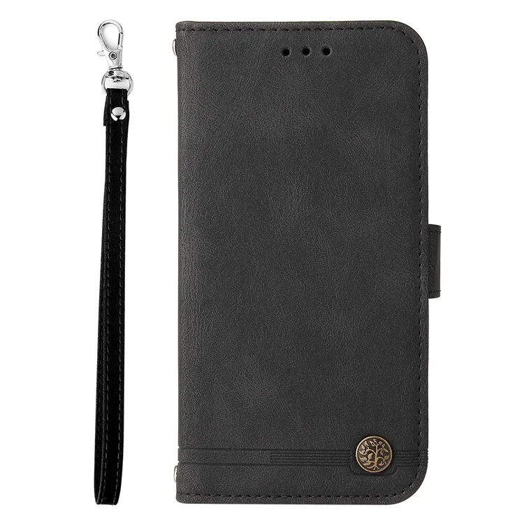 For OnePlus 12 5G Leather Wallet Cases Skin Touch Phone Cover Stand with Strap - Black