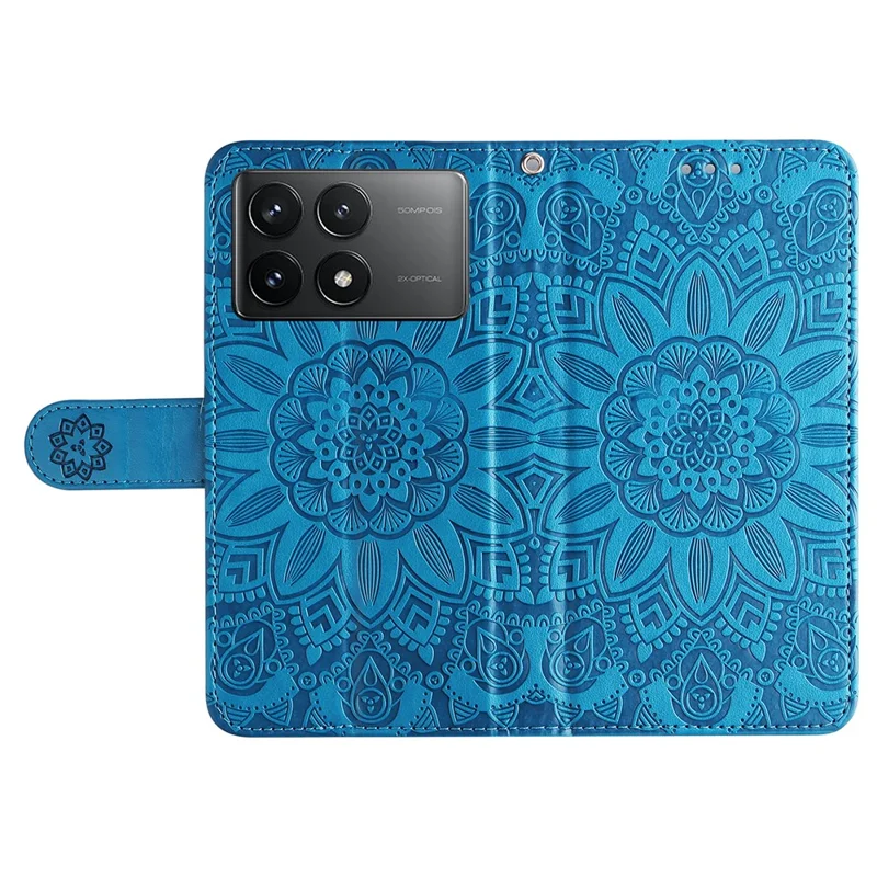 For Xiaomi Poco F6 Pro 5G / Redmi K70 5G / K70 Pro 5G Case Stand Imprinted PU Leather Phone Cover Wallet - Blue