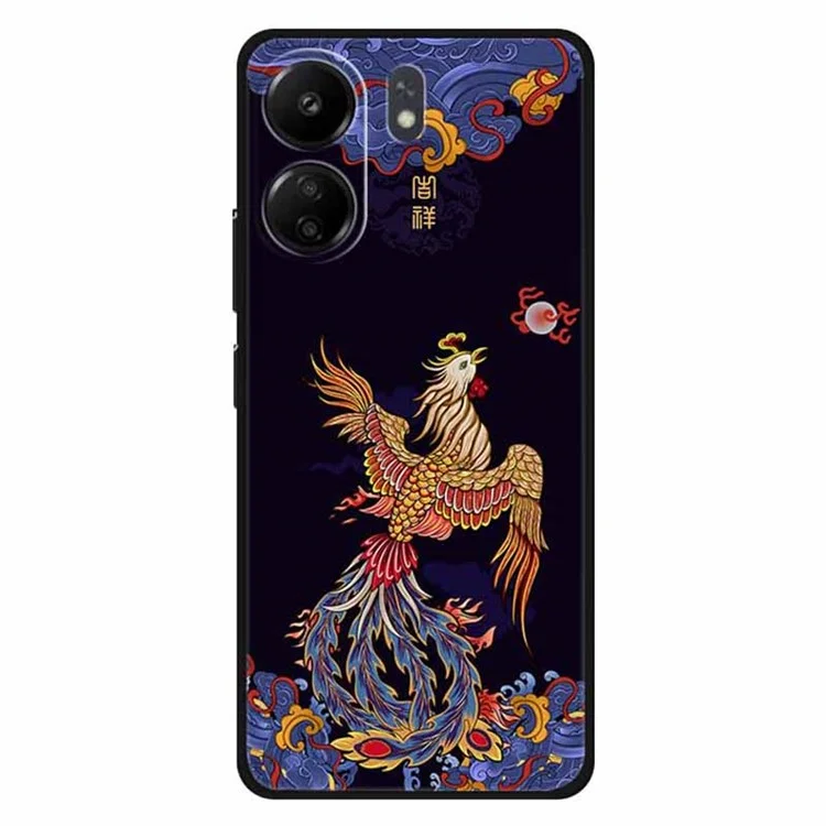 Para Xiaomi Redmi 13C 4G / Poco C65 4G Funda de Teléfono Estampado Étnico Impresión TPU - Fénix Persiguiendo el Sol
