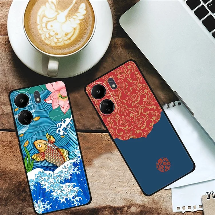 Para Xiaomi Redmi 13C 4G / Poco C65 4G Funda de Teléfono Estampado Étnico Impresión TPU - Fénix Persiguiendo el Sol