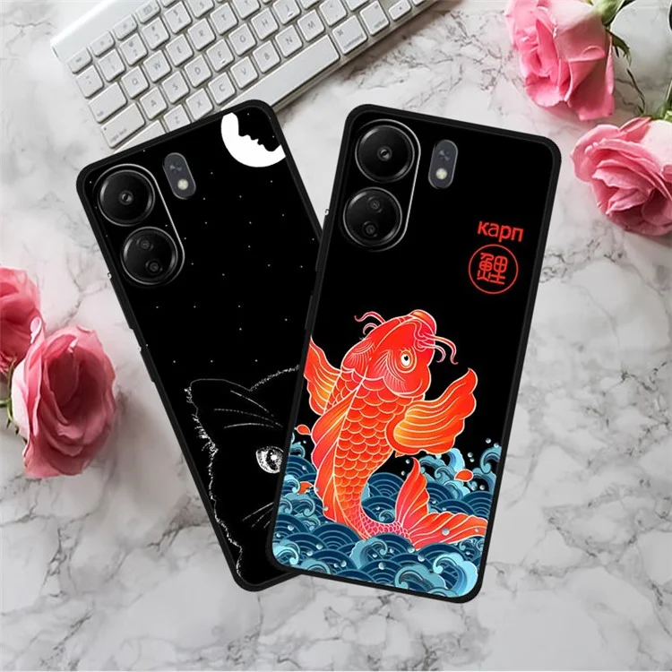 Para Xiaomi Redmi 13C 4G / Poco C65 4G Funda de Teléfono Estampado Étnico Impresión TPU - Fénix Persiguiendo el Sol