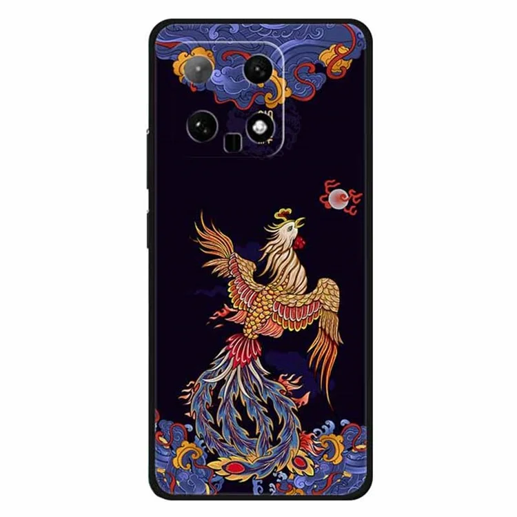 For Xiaomi 14 TPU Case Protective Phone Cover Ethnic Pattern Printing - Phoenix Chasing the Sun