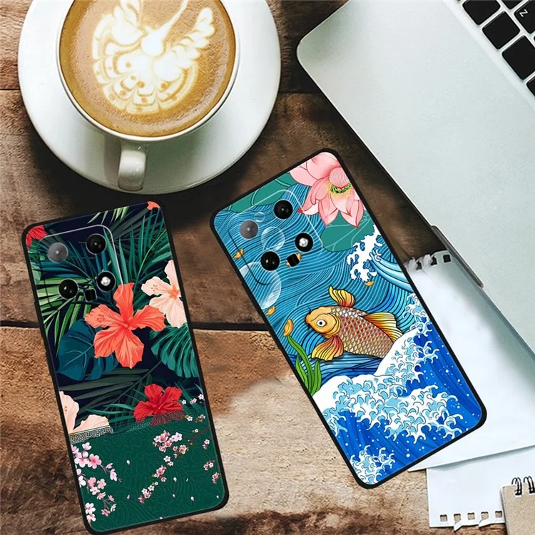 For Xiaomi 14 TPU Case Protective Phone Cover Ethnic Pattern Printing - Phoenix Chasing the Sun