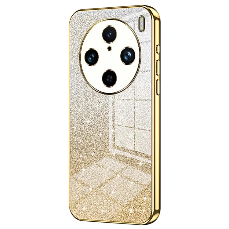 Per vivo X100 Pro 5G Case Gradient Sparkle Electroplated Fine Hole TPU Cover - Oro