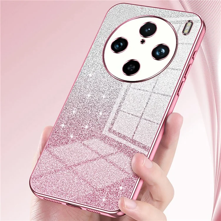 Per vivo X100 Pro 5G Case Gradient Sparkle Electroplated Fine Hole TPU Cover - Oro