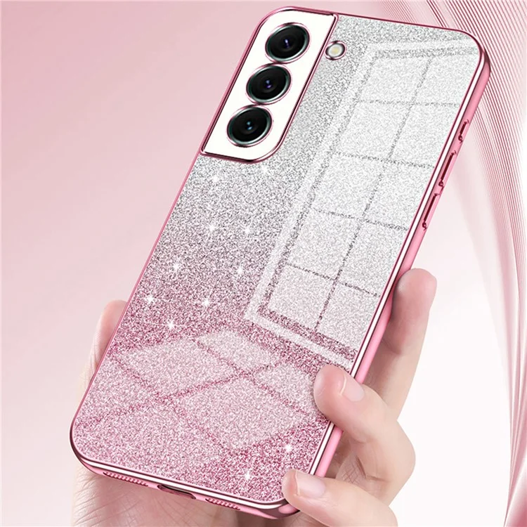 Für Samsung Galaxy S22+ 5G Hülle Gradient Glitter Electroplated TPU Handyhülle - Transparent