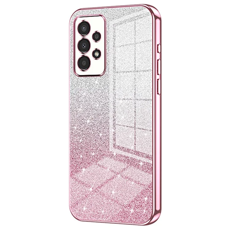 Para el Samsung Galaxy A13 4G Funda TPU Gradiente Brillo Chapado Funda Delgada para Teléfono - Rosa