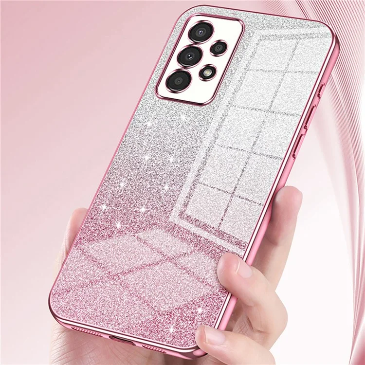 Para el Samsung Galaxy A13 4G Funda TPU Gradiente Brillo Chapado Funda Delgada para Teléfono - Rosa