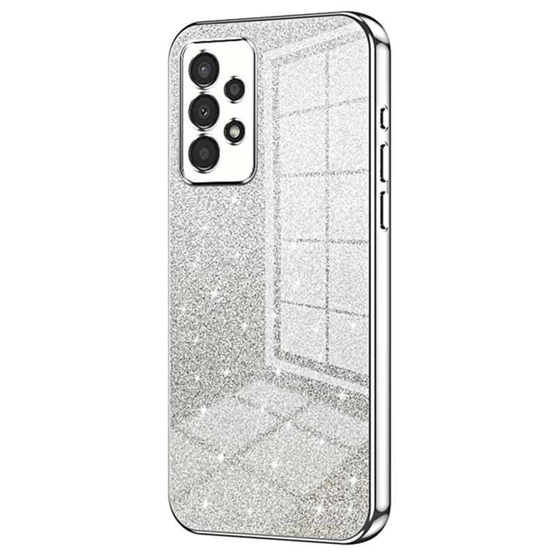 For Samsung Galaxy A13 4G TPU Case Gradient Glitter Electroplating Slim Phone Cover - Silver