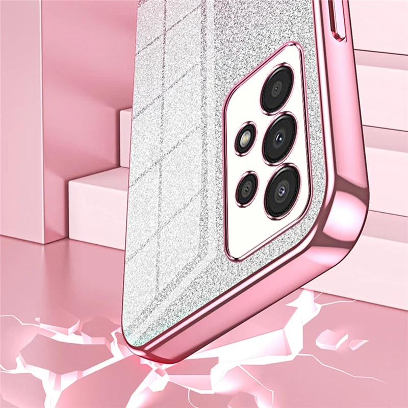 For Samsung Galaxy A13 4G TPU Case Gradient Glitter Electroplating Slim Phone Cover - Silver