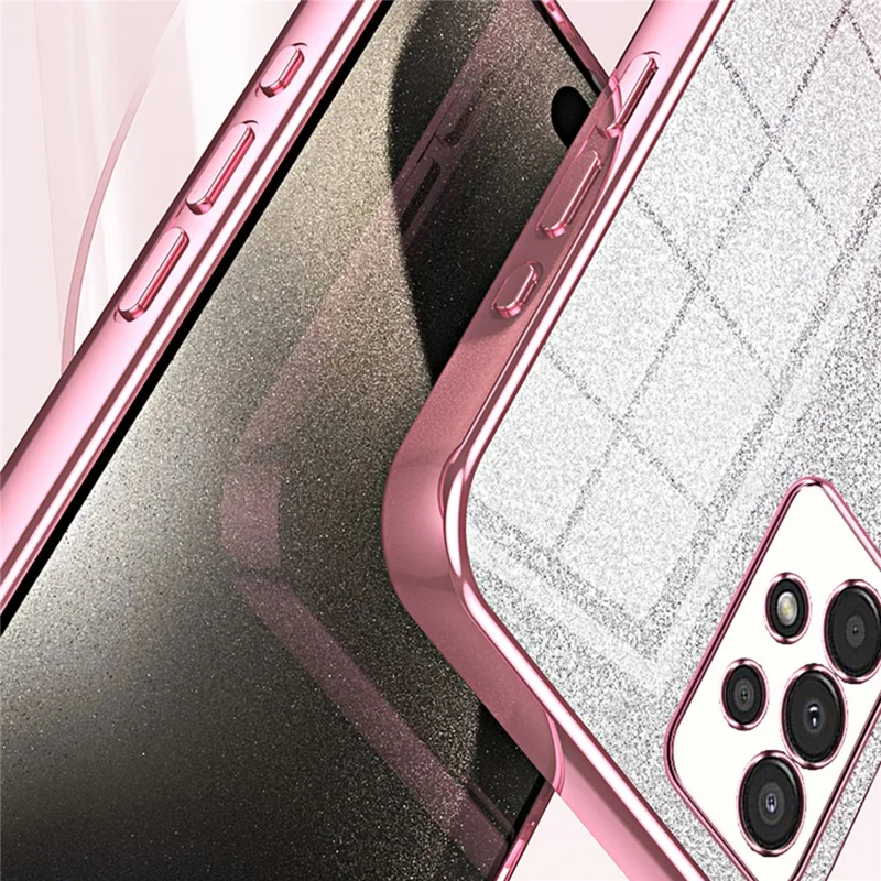 For Samsung Galaxy A13 4G TPU Case Gradient Glitter Electroplating Slim Phone Cover - Silver