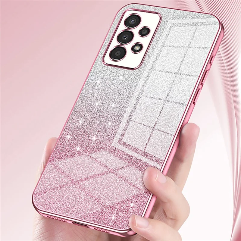 For Samsung Galaxy A13 4G TPU Case Gradient Glitter Electroplating Slim Phone Cover - Silver