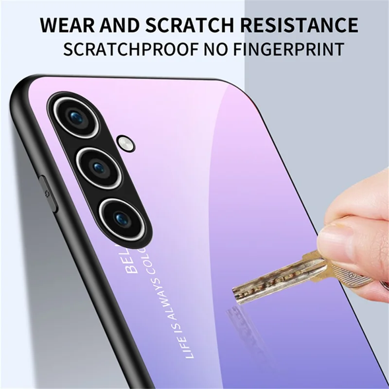 For Samsung Galaxy S24 Phone Cover Gradient Tempered Glass Back Cover - Gradient Pink Purple